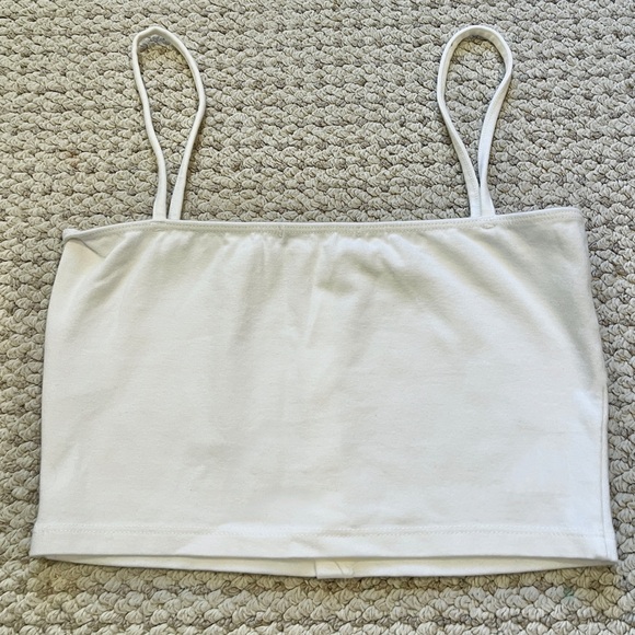 Brandy Melville Isidore White Button Tank Top Crop Top One size Spaghetti Straps - Picture 3 of 6